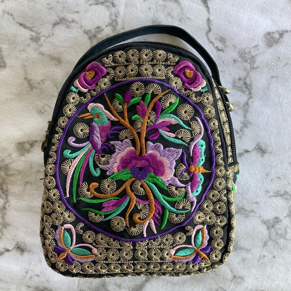 Embroidered multi colored festival bag!